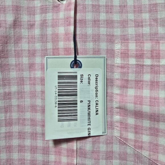 Untuckit Shirt Calina pink white gingham fabric plaid button Down Top NWT - Picture 5 of 5